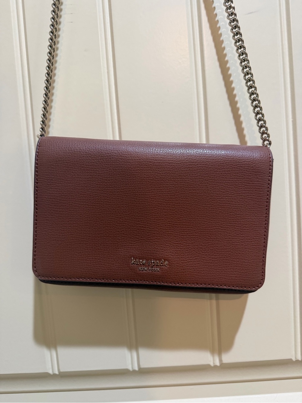 kate spade New York brown Leather Chain Crossbody wallet Bag